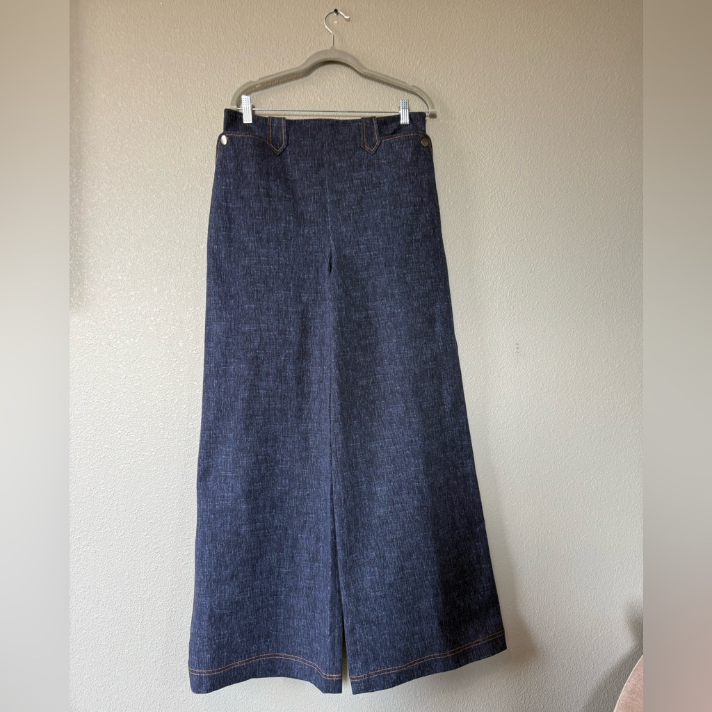 Lela Rose Dark Indigo Wide-Leg High-Rise Denim Trousers
